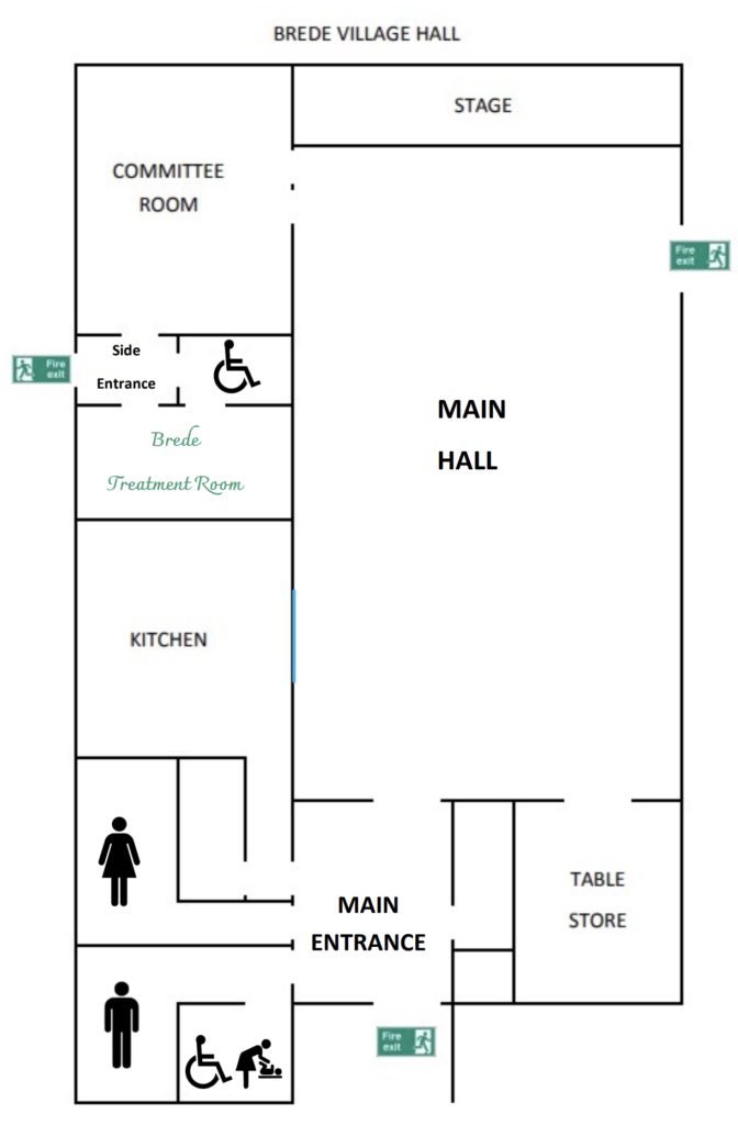 Floorplan of Brede Village Hall in East Sussex